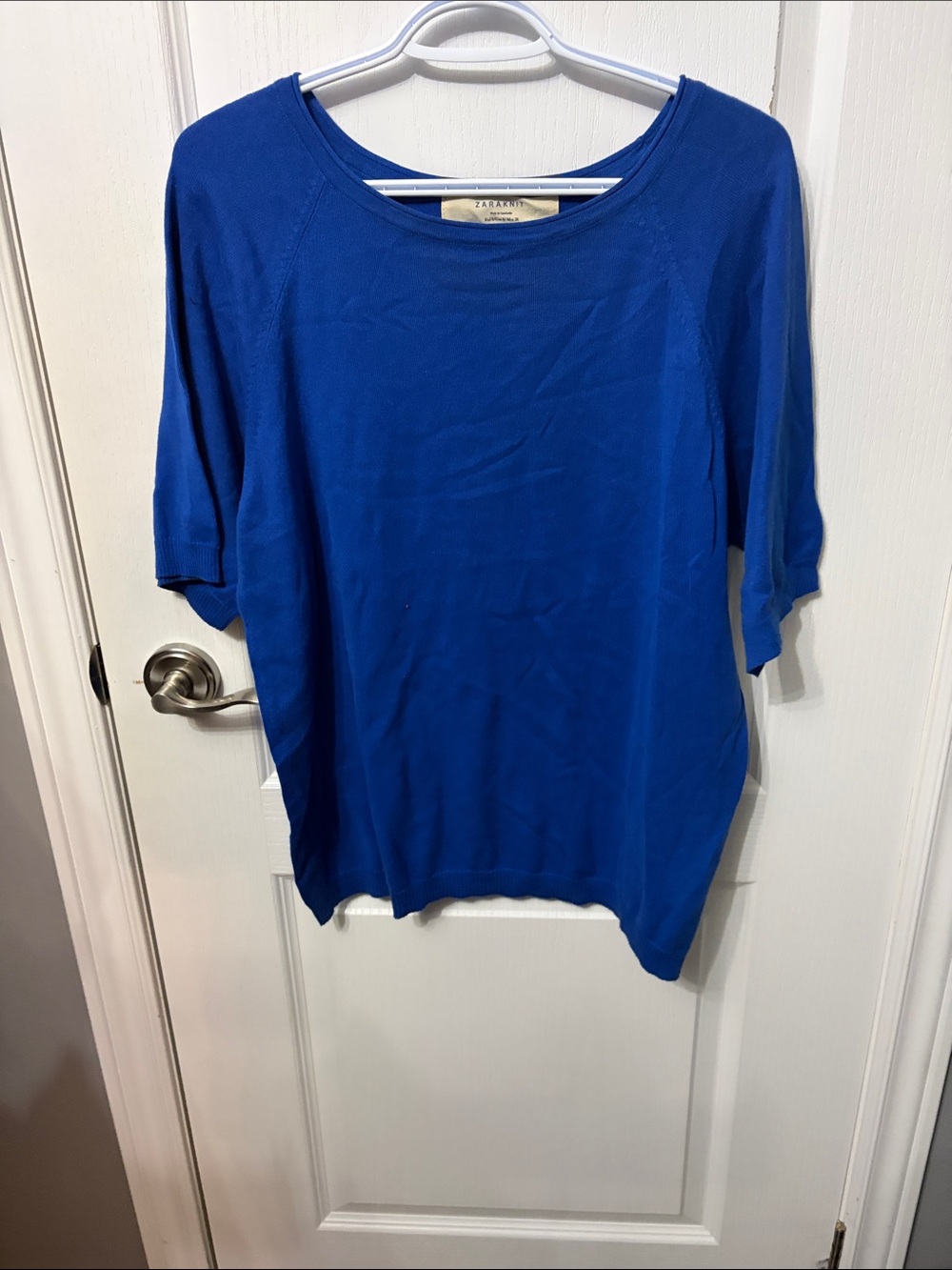 Zara Bright Blue Short Sleeve sweater